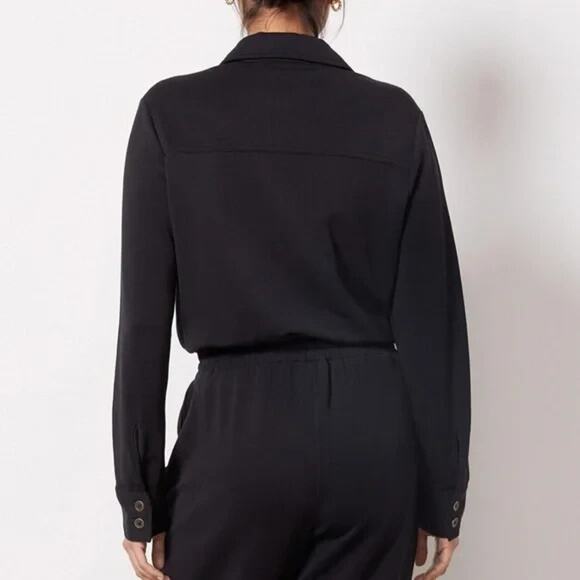 Evereve Myra Long Sleeve Black Jogger Jumpsuit Zip-Up Drawstring Size Small - Picture 3 of 9